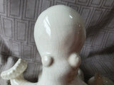 Crackle Glazed White Ceramic Octopus Figurine