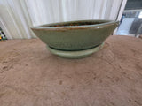 Green Glazed Terracotta Planter w/Saucer