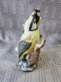 (N) Porcelain Pair of Perched Chickadee Birds Figurine