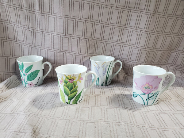 Set of 4 Horchow Collection Botanical Mugs