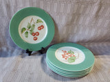 Lot of 6 Teal Rimmed Salad Plates