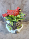 Red Cardinal Porcelain Music Box WORKS