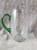 Clear Glass and Green Handle Pitcher