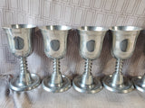 Set of 8 Pewter Wine Goblets