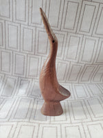 Carved Wood Crane Figurine