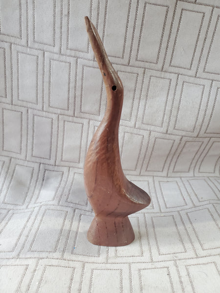 Carved Wood Crane Figurine