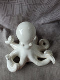 Crackle Glazed White Ceramic Octopus Figurine