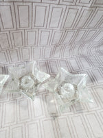 Set of 4 Clear Glass Star Candlestick Holders