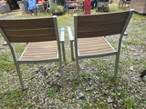 Wood and Aluminum Outdoor Chair Pair