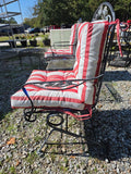 Pair of Black Metal Rocking Outdoor Chairs w/Side Table And Cushions