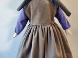 Porcelain Doll with Grey and Blue Dress