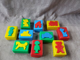 Lot of Plastic Blocks with Figural Inserts