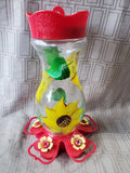 Hand Painted Glass Sunflower Hummingbird Feeder
