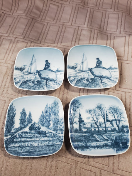 Lot of 4 Bing & Grondahl Denmark Blue and White Mini Wall Hanging Plates