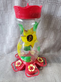 Hand Painted Glass Sunflower Hummingbird Feeder
