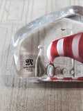 Maleras Sweden Glass Ship Paperweight Signed by Mats Jonasson