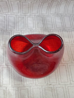 Blenko Style Red Pinched Glass Vase
