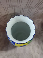 (A) Andrea by Sadek Yellow and Blue Floral Vase (2 AVAILABLE PRICED INDIVIDUALLY AT $18 EACH)