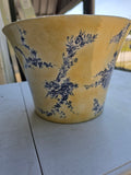 Yellow and Blue Toile Pattern Ceramic Planter