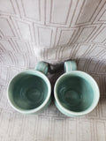 Pair of Green Crackle Glazed Mugs