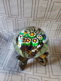 Clear Glass and Millefiori Flower Paperweight