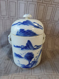 Asian Inspired Blue and White Tea Caddy