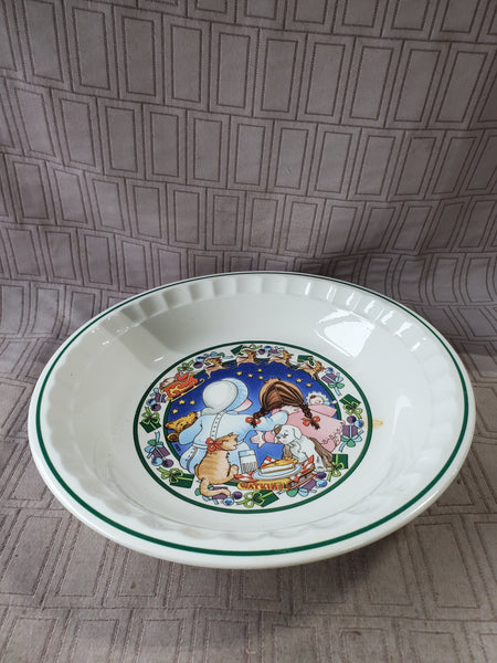 Vintage Watkins Country Kids Holiday Turkey and Stuffing Pie Recipe Pie Dish