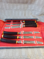 Set of 6 Burns Mfg. Stainless Steel Serated Steak Knives