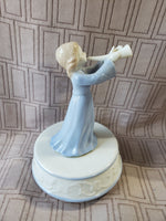 Rotating Horn Blowing Woman Music Box WORKS