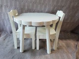 3 Piece Pottery Barn Kids White Flower Doll Table and Chair Set