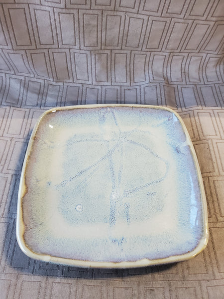 Signed Blue Glazed Pottery Trinket Tray