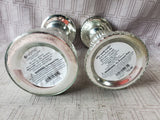 Pair of Silver Tone Glass Pillar Candle Holders