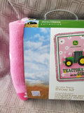 John Deere Collection "Tractors are for Girls" No Sew Fleece Throw Kit UNUSED