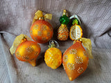Lot of Hand Blown Orange Toned Glass Ornaments