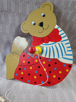 Vintage Wooden Teddy Bear Pull Toy