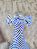 Pasabahce Blue Spiral Art Glass Bud Vase