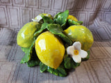 Lemon and White Flower Ceramic Candle Holder