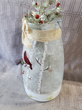 Glass Cardinal Lighted Jar