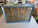 Metal Storage Container w/Small Plastic Drawers Full of Assorted Hardware