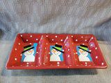 Ceramic Snowman 3 Section Tray
