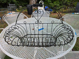 Vintage Black Wrought Iron Scroll Work Basket