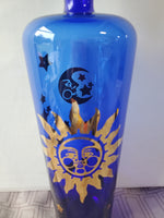 Si-An Cobalt Blue Glass Sun, Stars, and Moon Decanter