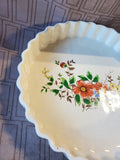 White Ceramic Floral Tart Pan