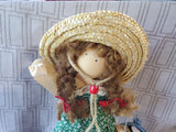 Wooden Folk Art Doll Holding Seashell and Bucket