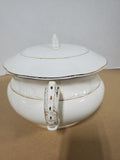 Vintage Gold and White Ceramic Chamber Pot