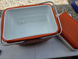 Vintage Sears Orange Cooler w/Aluminum Handles