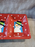 Ceramic Snowman 3 Section Tray