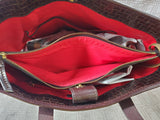 Dooney & Bourke Brown Leather Basket Weave Tote with Matching Wristlet