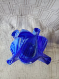 Blue Glass Handkerchief Vase