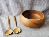 Teakwood Salad Bowl and Serving Utensil Set